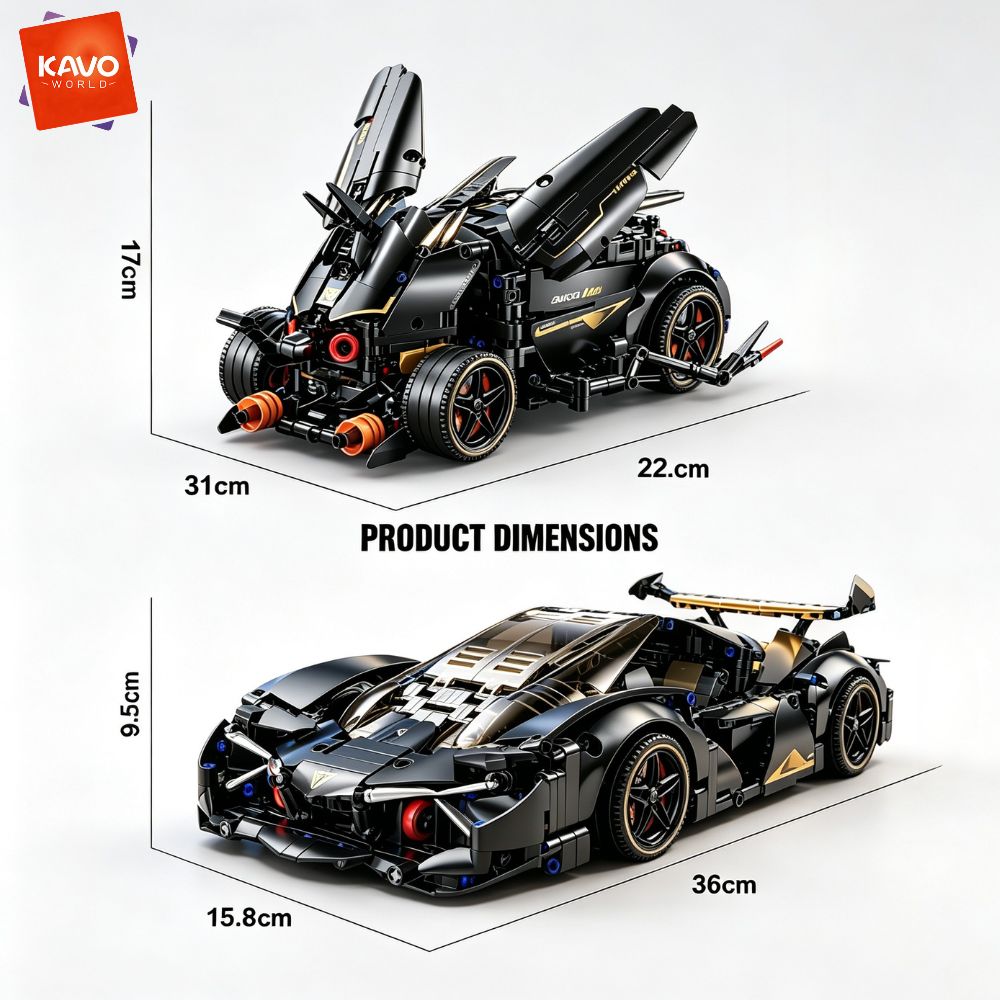 KAVOWORLD 1248pcs MOC Black Ra - Stem Robotics Kit ulasan dan harga